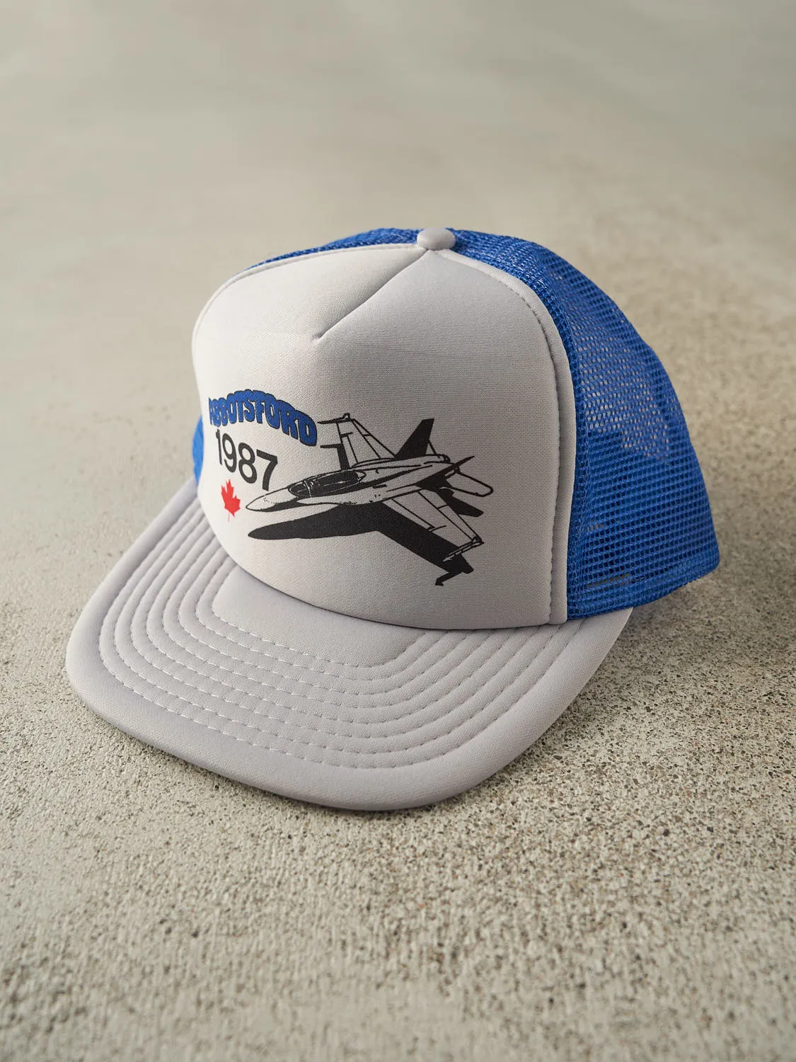 Vintage 87' Grey & Blue Abbotsford Foam Trucker Hat (O/S) sold by Rebalance Vintage product image thumbnail 2