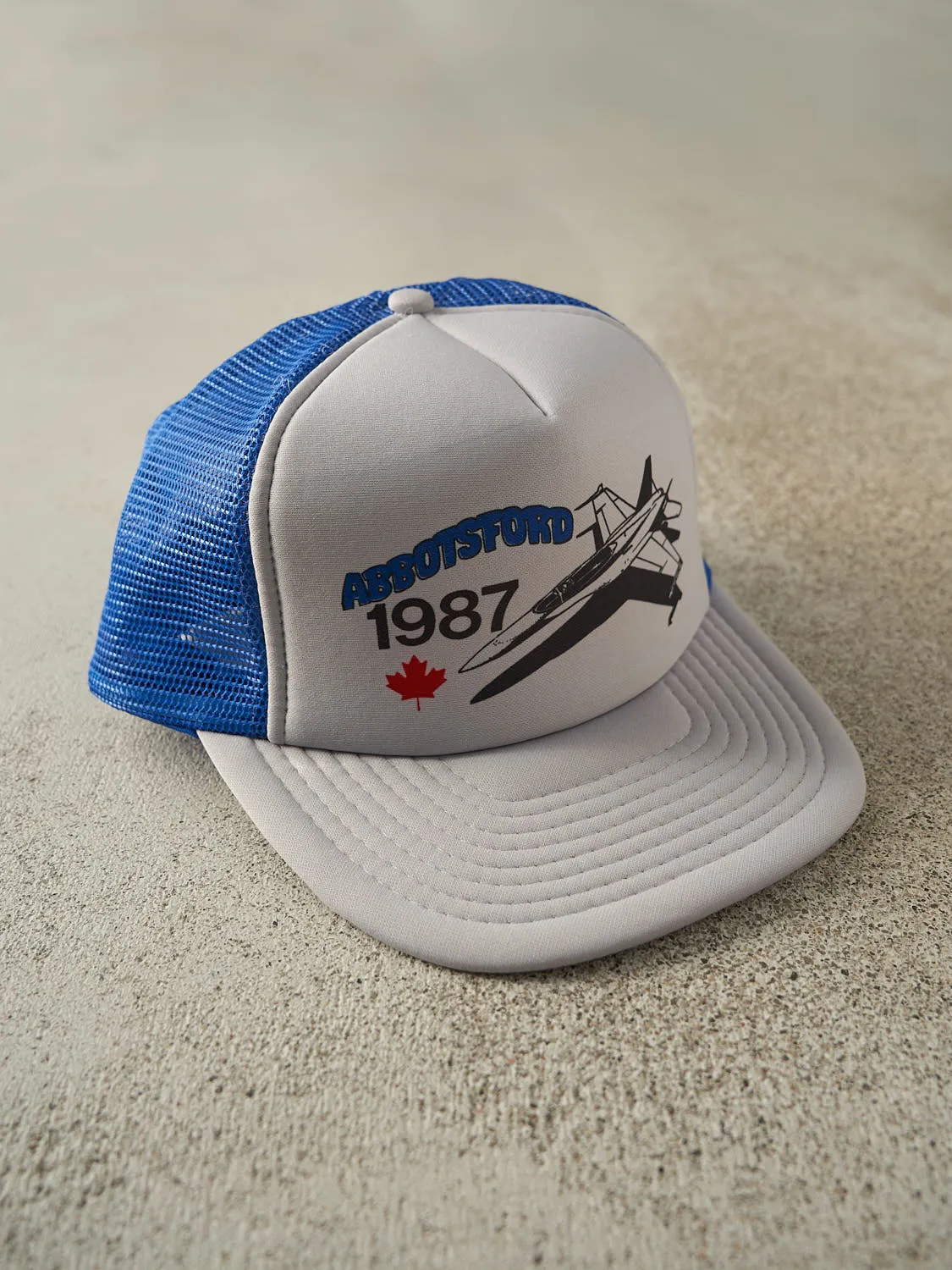 Vintage 87' Grey & Blue Abbotsford Foam Trucker Hat (O/S) sold by Rebalance Vintage product image thumbnail 3