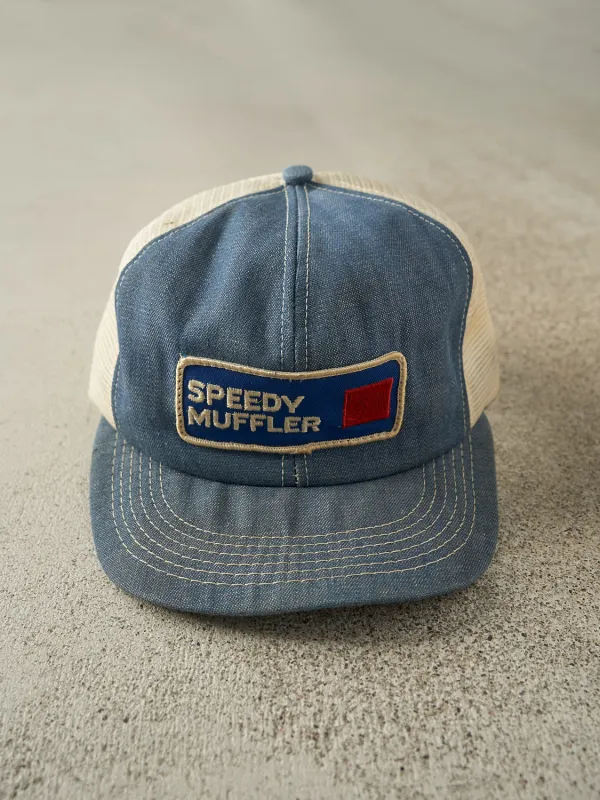 Vintage 80s Mid Wash Speedy Muffler Embroidered Trucker Hat (O/S) sold by Rebalance Vintage