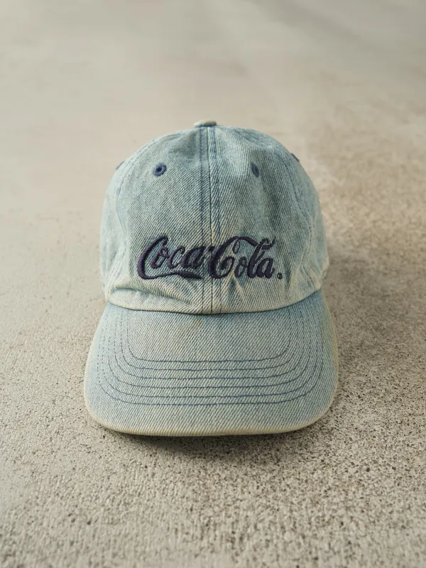 Vintage 90s Light Wash Coca-Cola Embroidered Strapback (O/S) sold by Rebalance Vintage