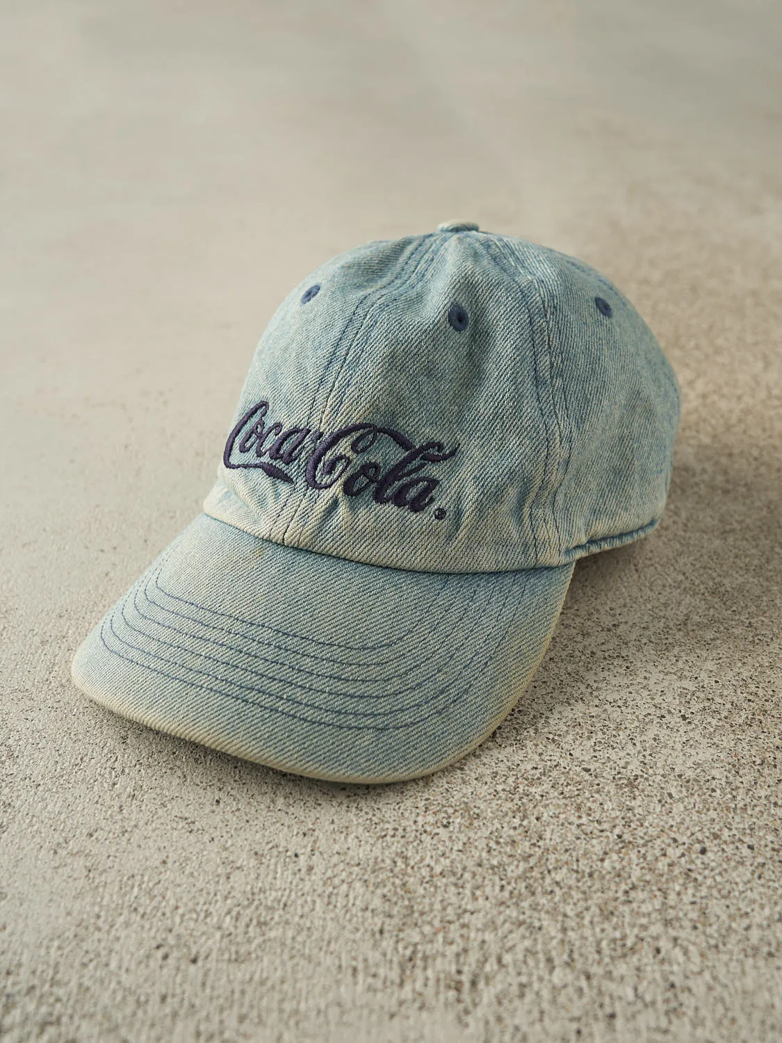 Vintage 90s Light Wash Coca-Cola Embroidered Strapback (O/S) sold by Rebalance Vintage product image thumbnail 2