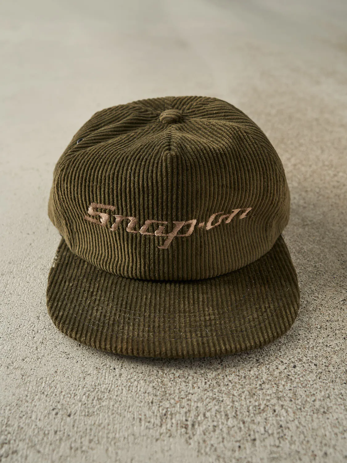 Vintage 80s Green Snap-On Corduroy Snapback (O/S) sold by Rebalance Vintage
