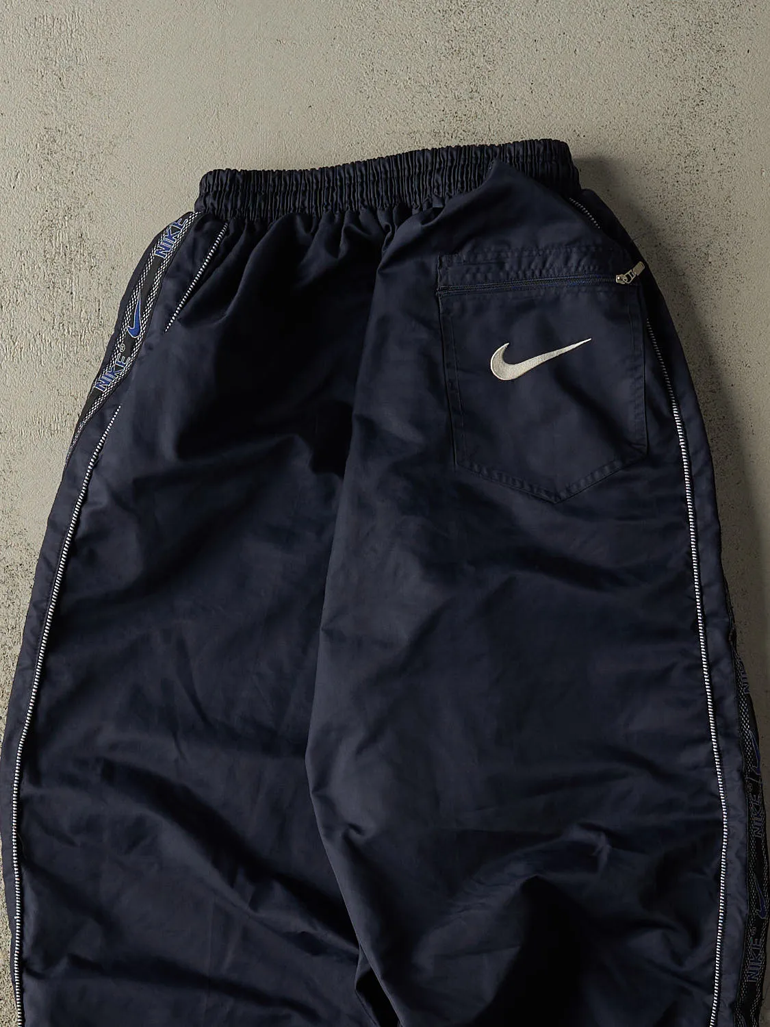 Vintage 90s Navy Blue Nike Embroidered Track Pants (22x27) sold by Rebalance Vintage product image thumbnail 4