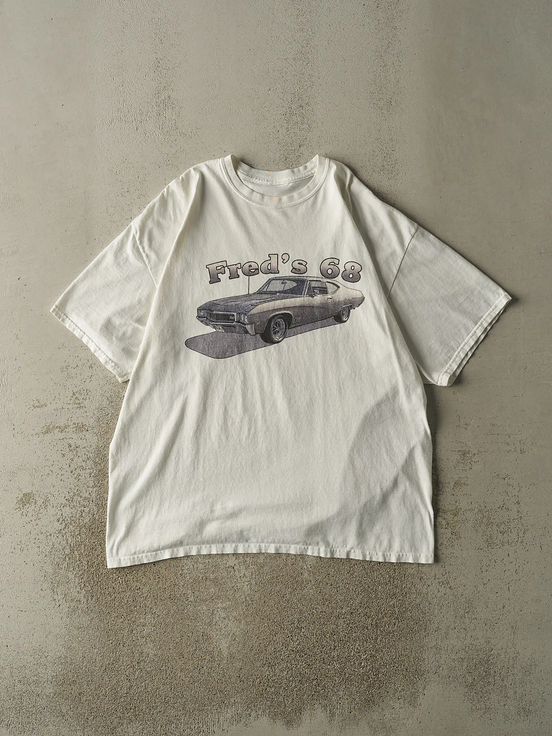 Vintage 90s White Fred's 68 Tee (XL/XXL) sold by Rebalance Vintage