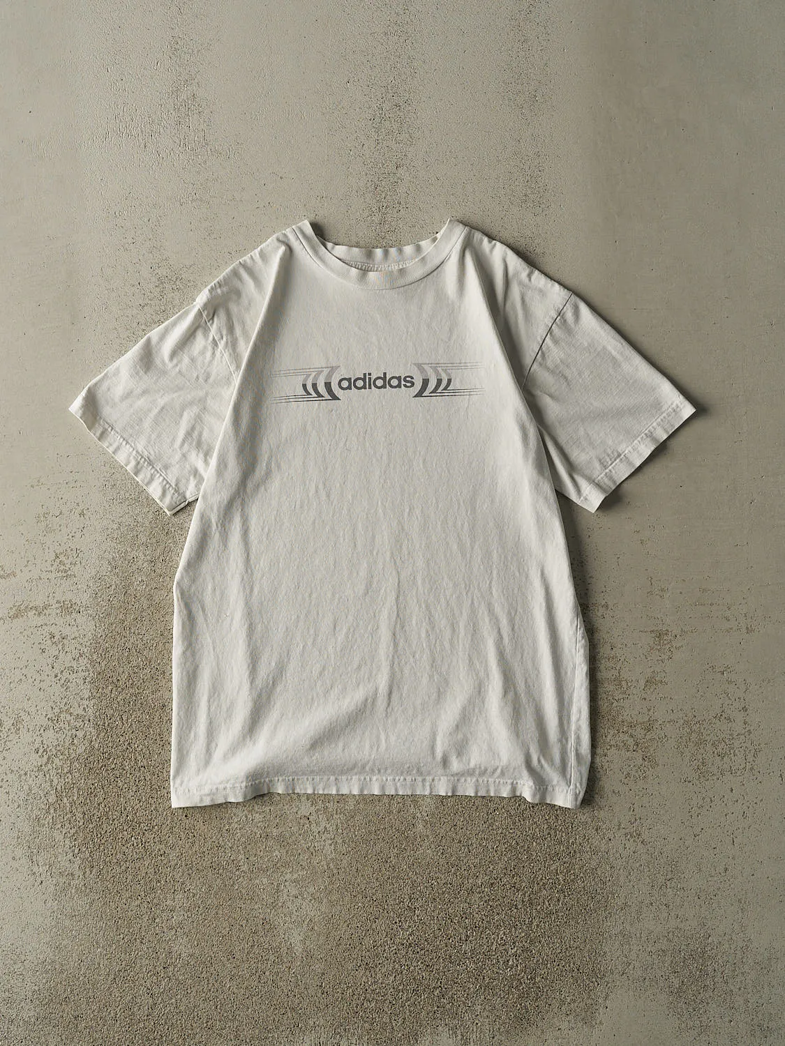 Vintage 90s White Adidas Logo Tee (M/L) sold by Rebalance Vintage