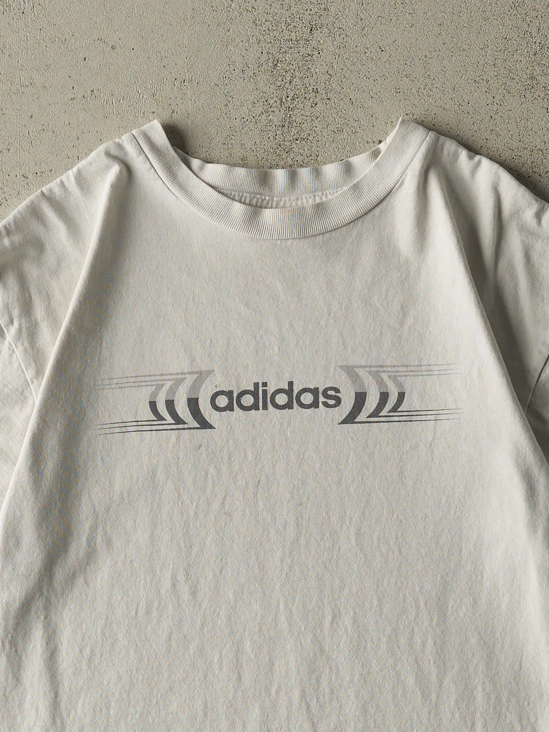 Vintage 90s White Adidas Logo Tee (M/L) sold by Rebalance Vintage product image thumbnail 2