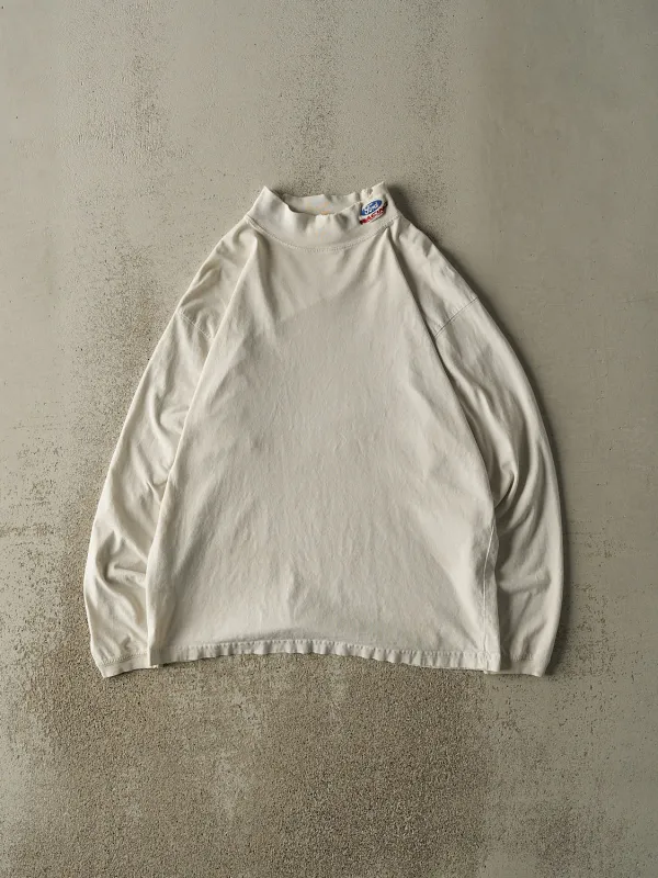 Vintage 90s White Ford Racing Embroidered Mock Neck Long Sleeve (M/L) sold by Rebalance Vintage