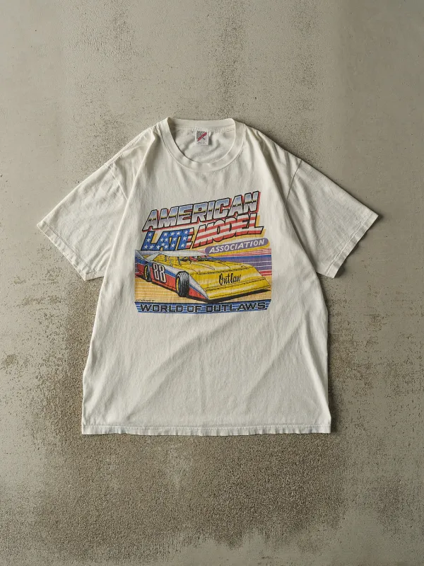 Vintage 88' White American Late Model Single Stitch Tee (L/XL) sold by Rebalance Vintage