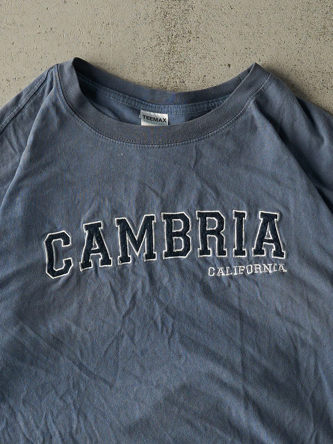Vintage Y2K Slate Blue Cambria California Embroidered Tee (L/XL) sold by Rebalance Vintage product image thumbnail 2