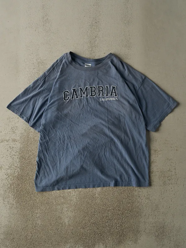 Vintage Y2K Slate Blue Cambria California Embroidered Tee (L/XL) sold by Rebalance Vintage