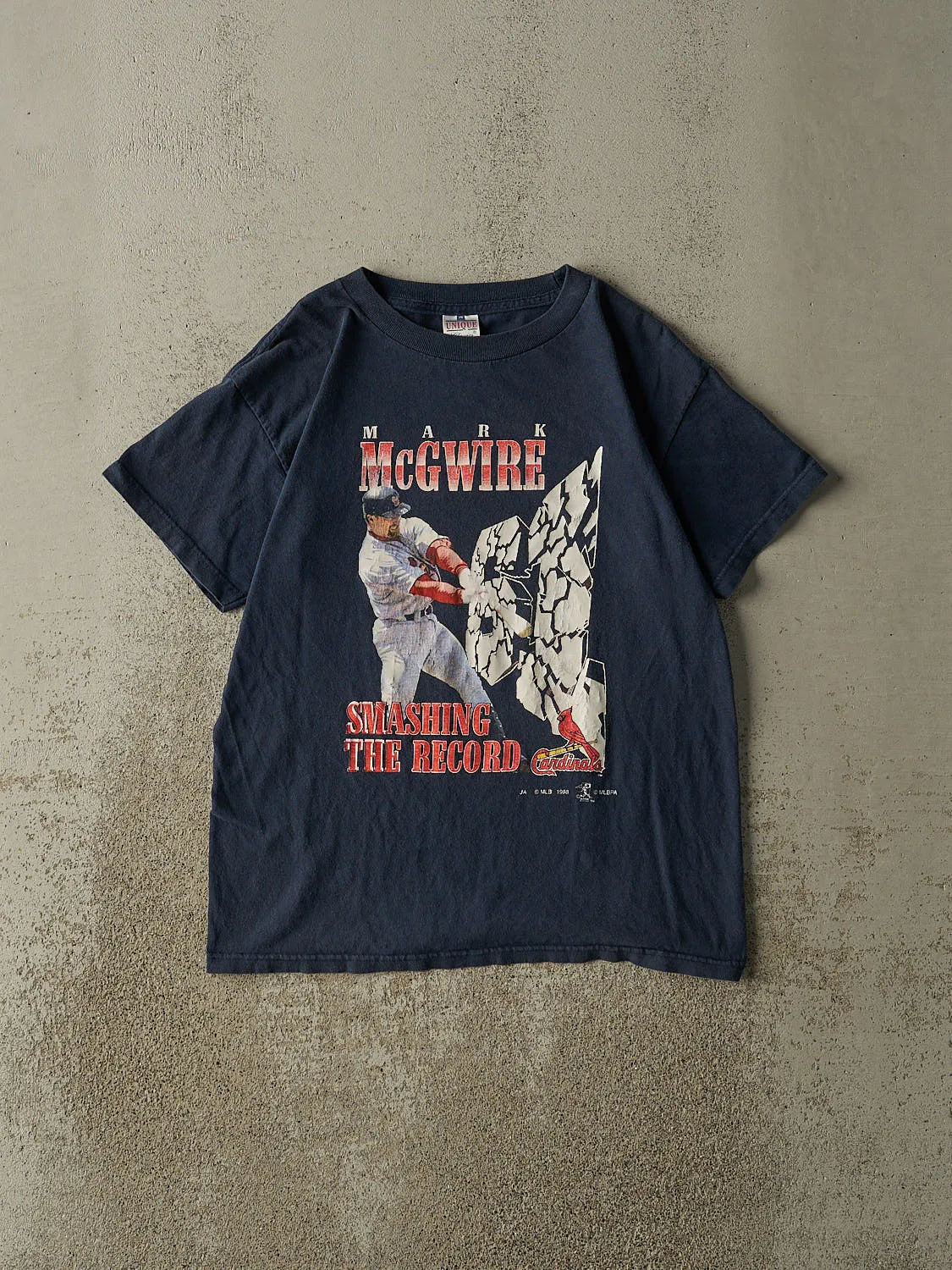 Vintage 98' Navy Blue St. Louis Cardinals Mark McGwire Tee (S) sold by Rebalance Vintage