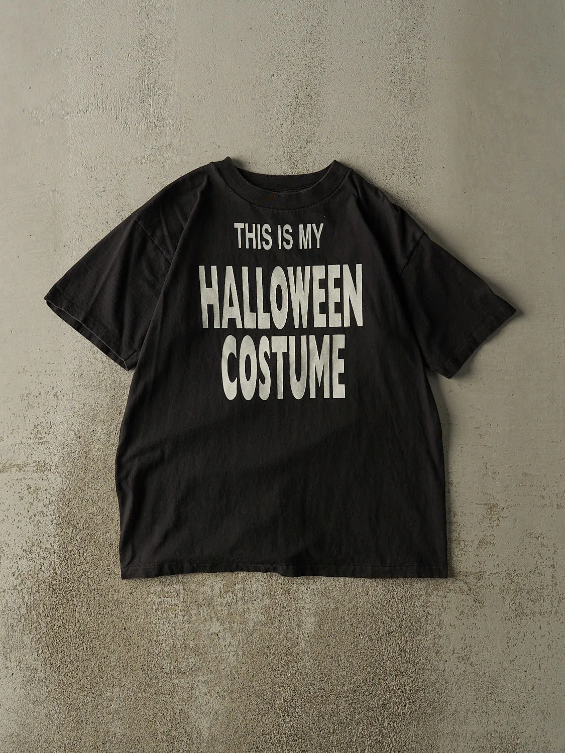 Vintage 90s Black "This Is My Halloween Costume" Single Stitch Slogan Tee (M/L) sold by Rebalance Vintage