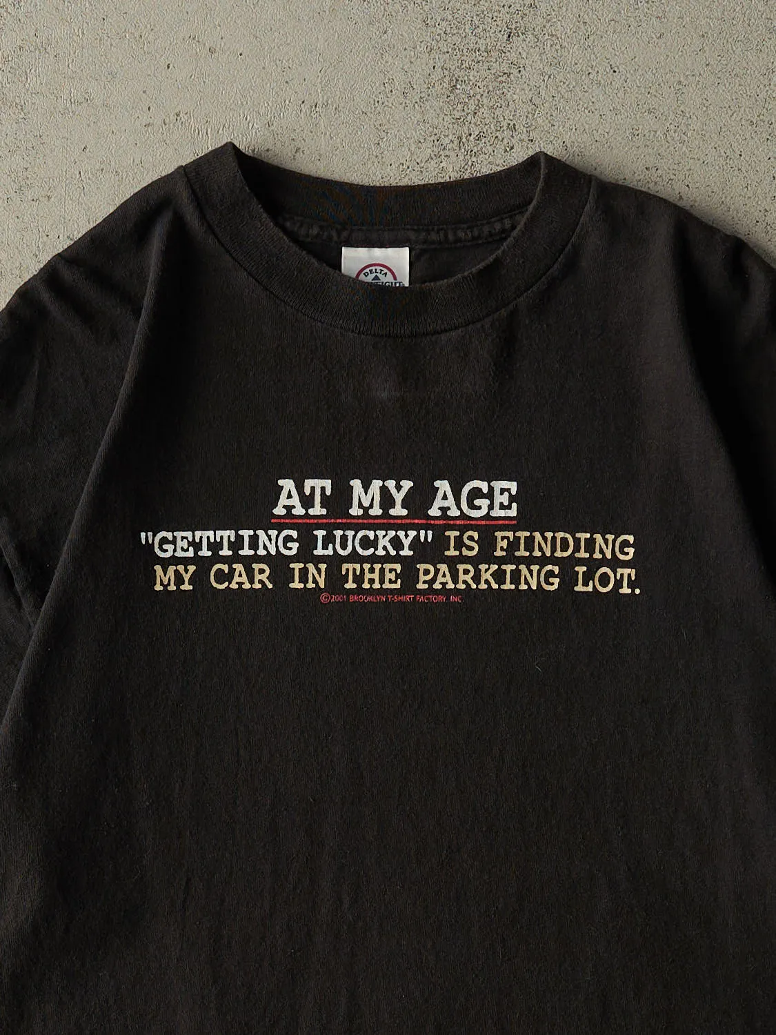 Vintage Y2K Black "Getting Lucky" Slogan Tee (L) sold by Rebalance Vintage product image thumbnail 2