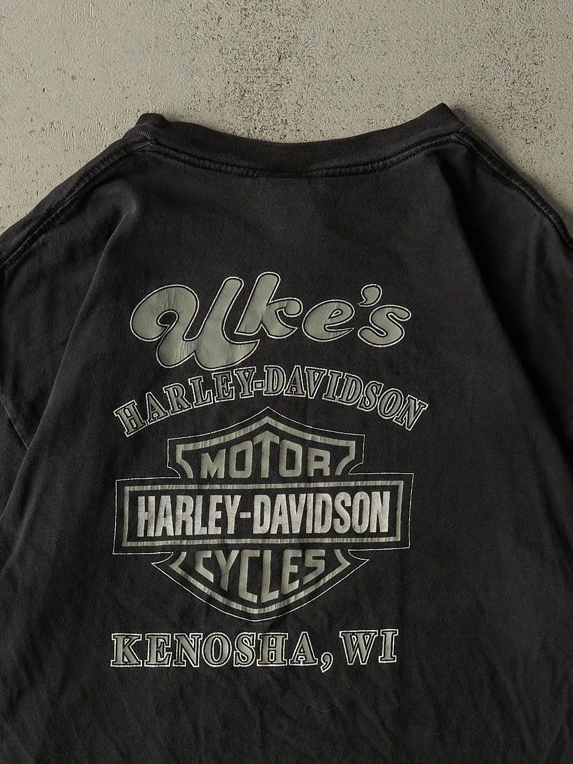 Vintage 03' Faded Black Harley Davidson Kenosha WI Tee (L/XL) sold by Rebalance Vintage product image thumbnail 4