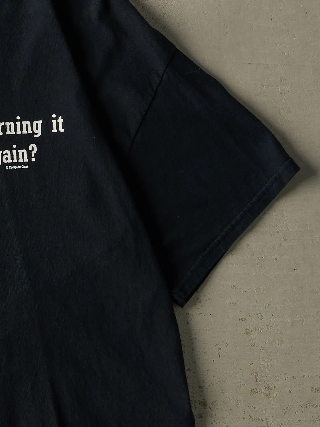 Vintage Y2K Black "Have You Tried Turning It Off" Slogan Tee (XL) sold by Rebalance Vintage product image thumbnail 4