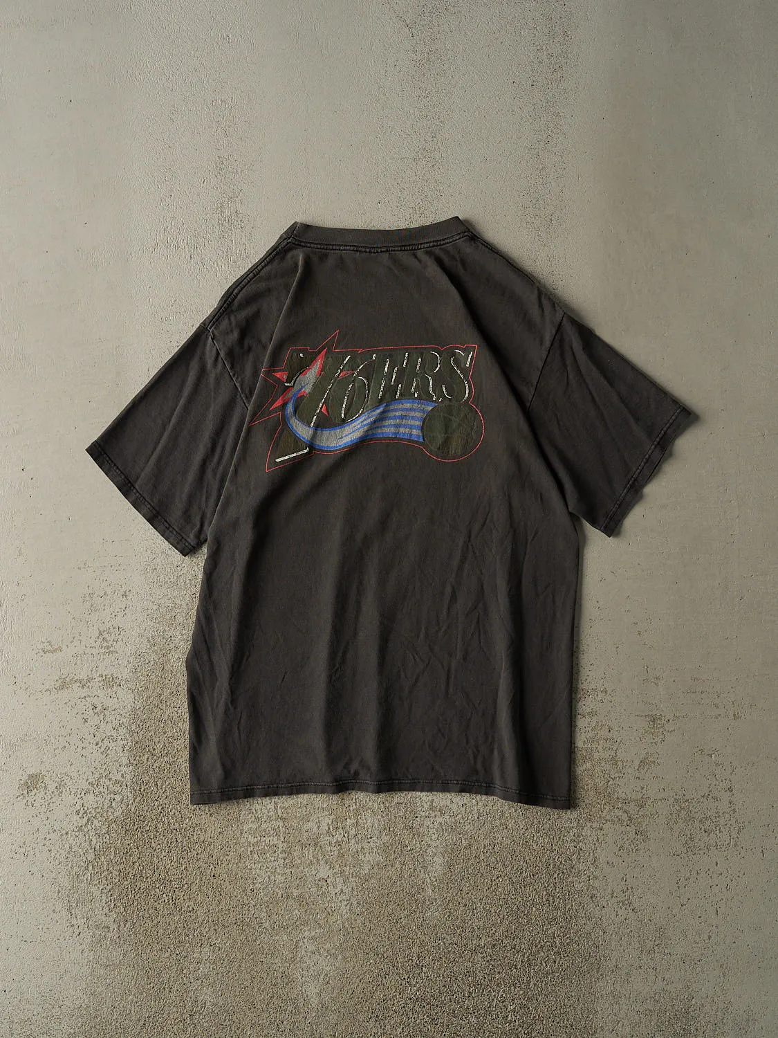 Vintage 90s Sun Faded Black Philadelphia 76ers Tee (L/XL) sold by Rebalance Vintage product image thumbnail 2