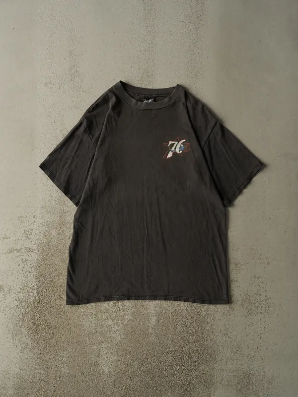 Vintage 90s Sun Faded Black Philadelphia 76ers Tee (L/XL) sold by Rebalance Vintage