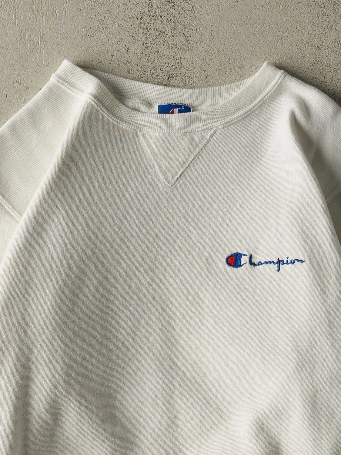 Vintage 90s White Champion Embroidered Crewneck (M) sold by Rebalance Vintage product image thumbnail 2