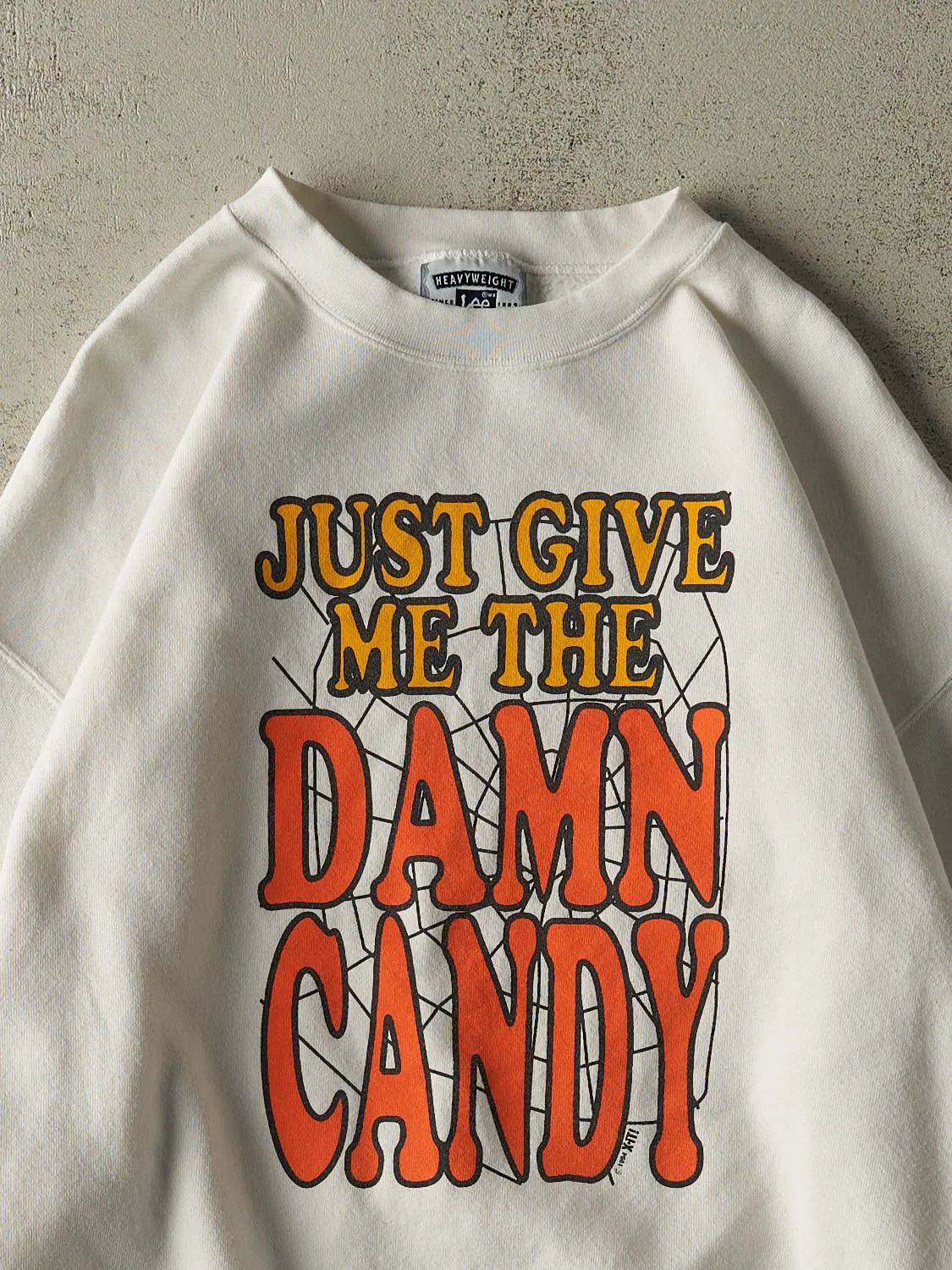 Vintage 94' White "Give Me The Damn Candy" Slogan Crewneck (XL) sold by Rebalance Vintage product image thumbnail 2