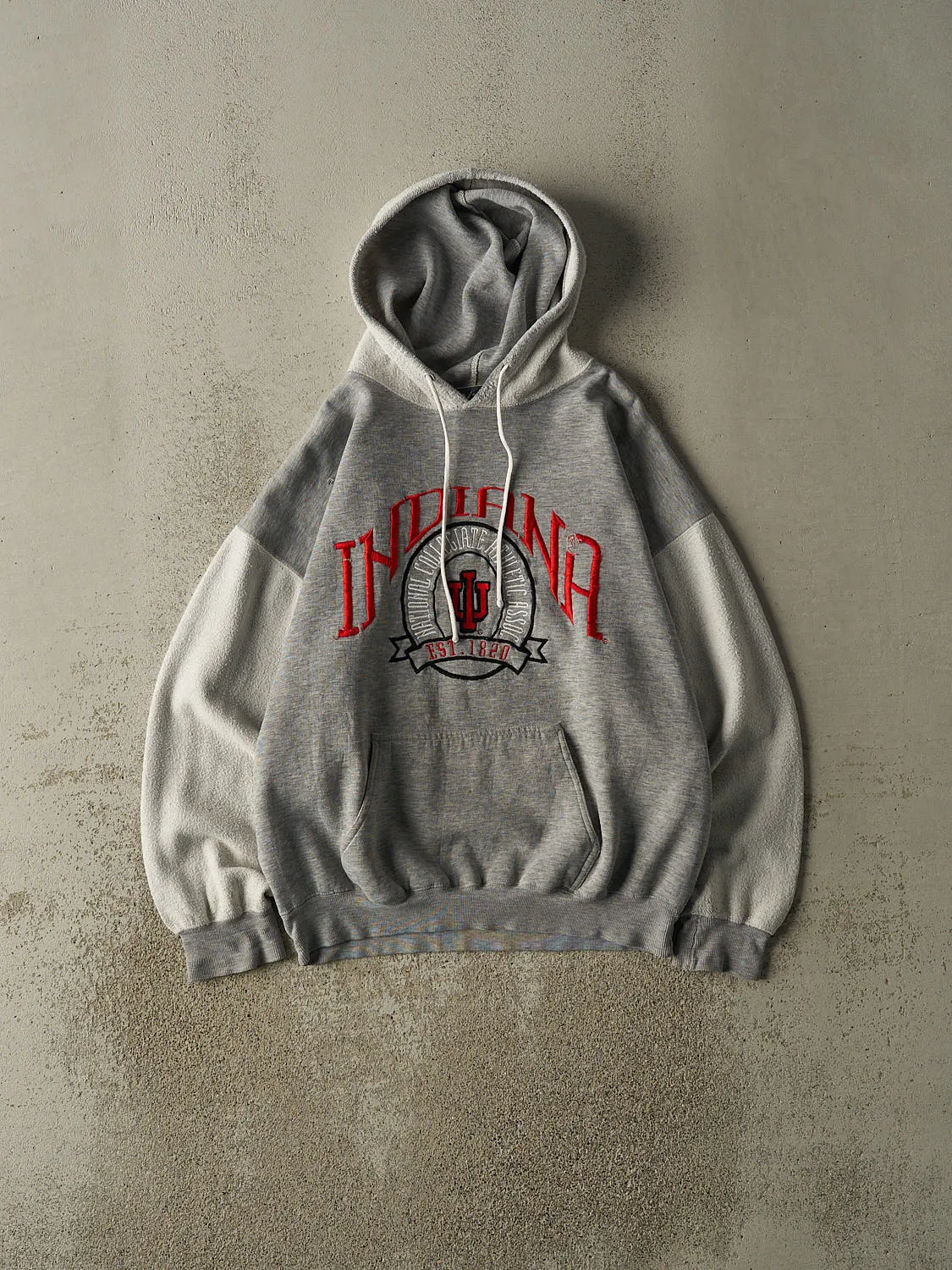 Vintage 90s Grey Indiana University Embroidered Hoodie (M) sold by Rebalance Vintage