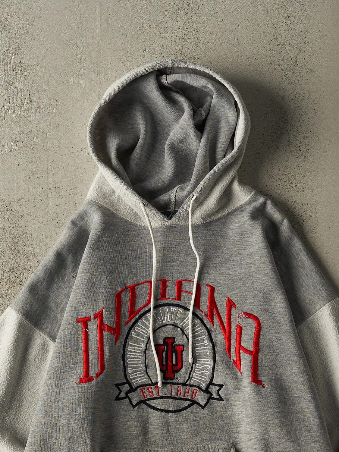 Vintage 90s Grey Indiana University Embroidered Hoodie (M) sold by Rebalance Vintage product image thumbnail 2