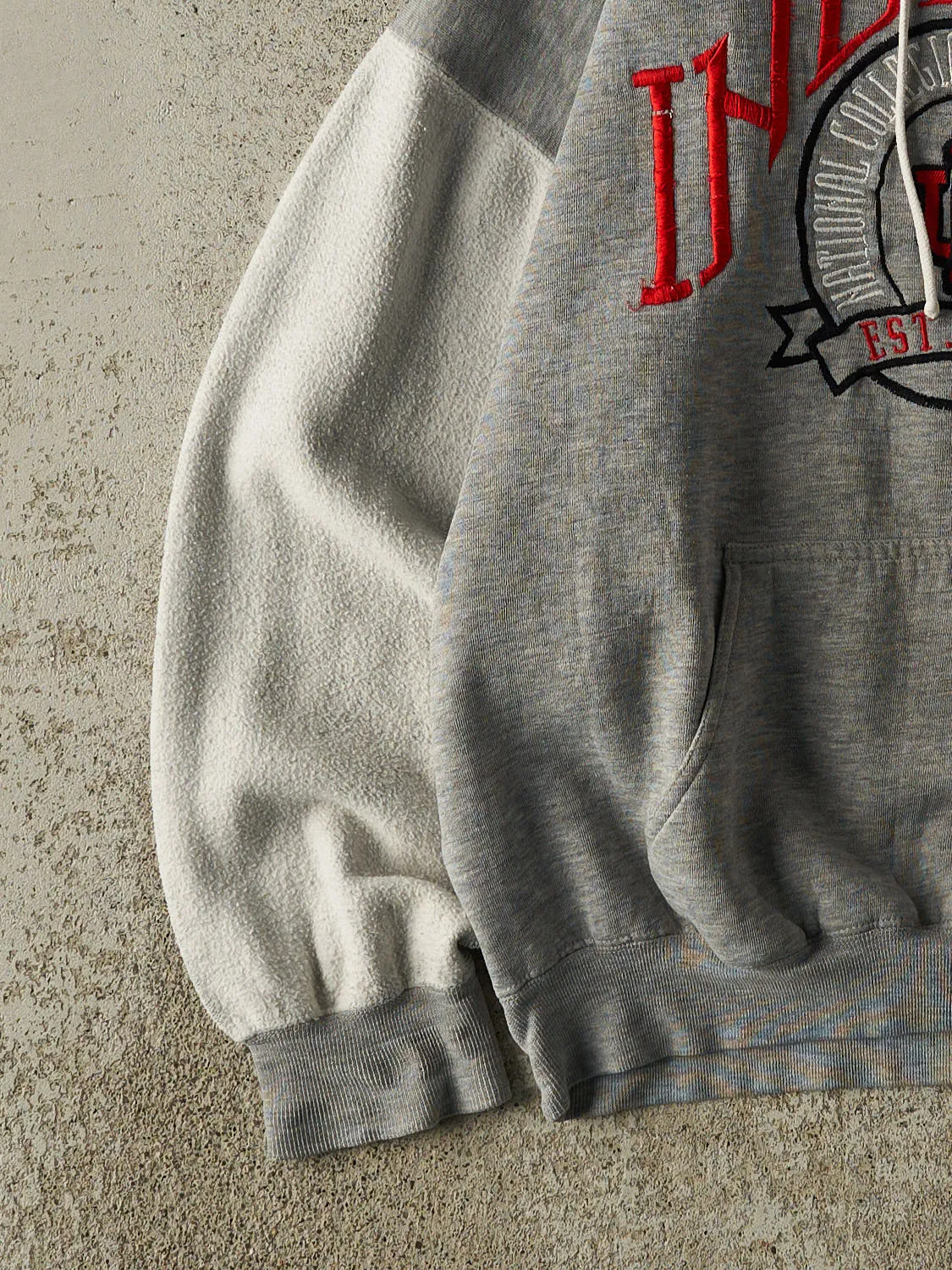 Vintage 90s Grey Indiana University Embroidered Hoodie (M) sold by Rebalance Vintage product image thumbnail 3