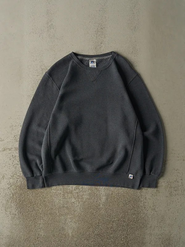 Vintage Y2K Charcoal Grey Russell Athletic Blank Crewneck (L) sold by Rebalance Vintage