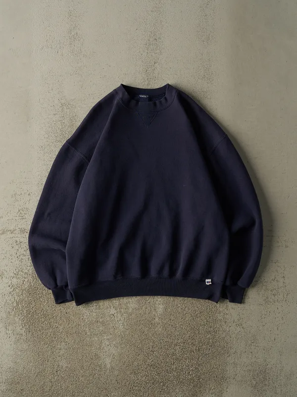 Vintage 90s Navy Blue Russell Athletic Blank Crewneck (L) sold by Rebalance Vintage