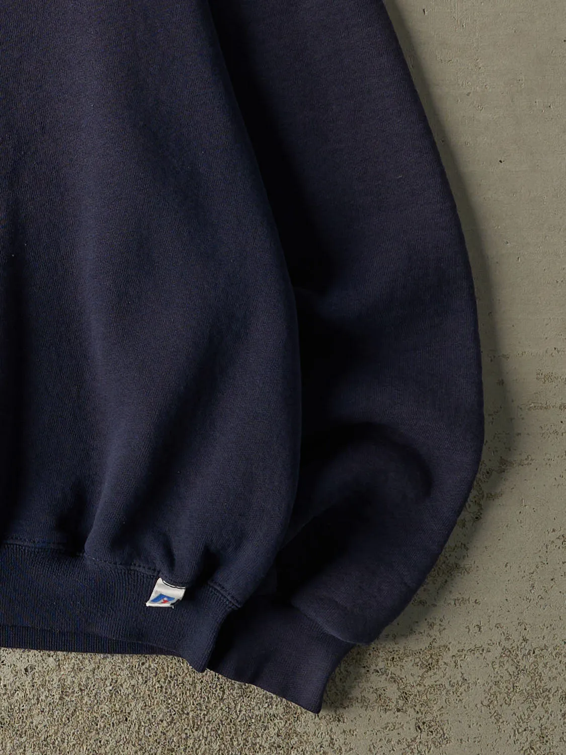 Vintage Y2K Navy Blue Russell Athletic Blank Crewneck (M) sold by Rebalance Vintage product image thumbnail 4