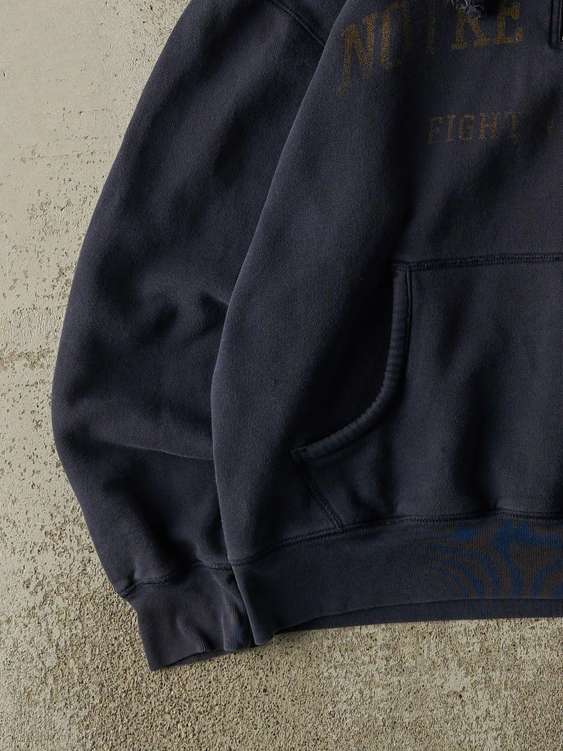Vintage Y2K Navy Blue Notre Dame Fighting Irish Quarter Zip Hoodie (L) sold by Rebalance Vintage product image thumbnail 3