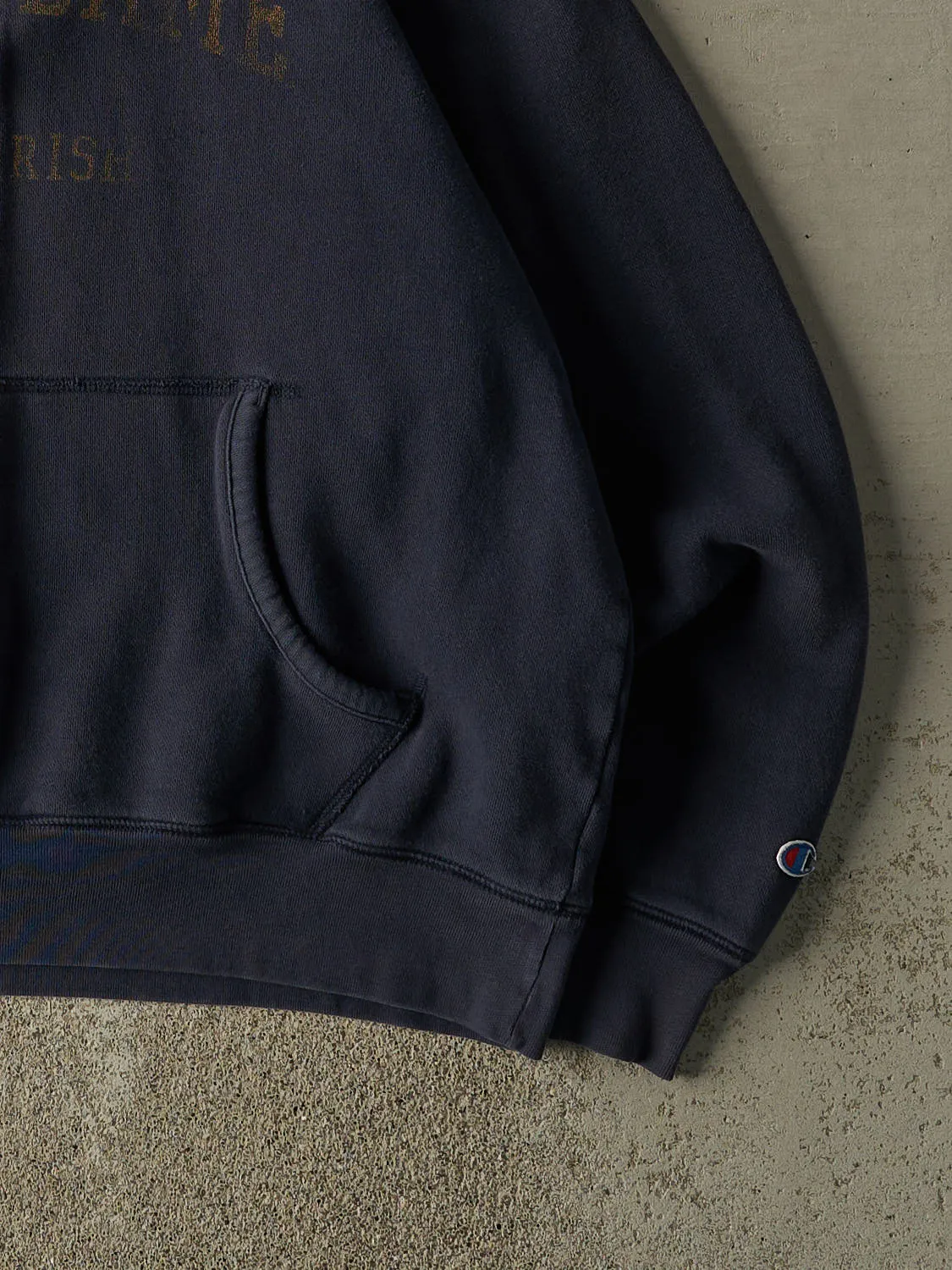 Vintage Y2K Navy Blue Notre Dame Fighting Irish Quarter Zip Hoodie (L) sold by Rebalance Vintage product image thumbnail 4