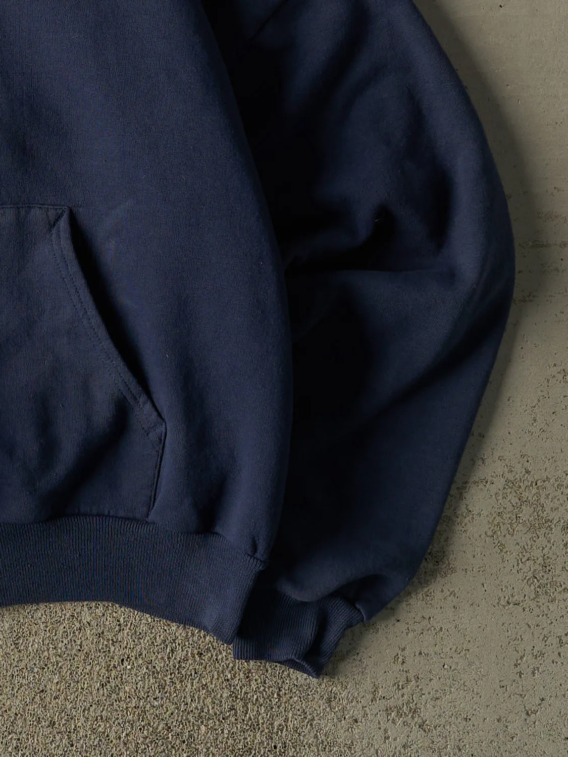 Vintage 90s Navy Blue Blank Zip Up Hoodie (S/M) sold by Rebalance Vintage product image thumbnail 4