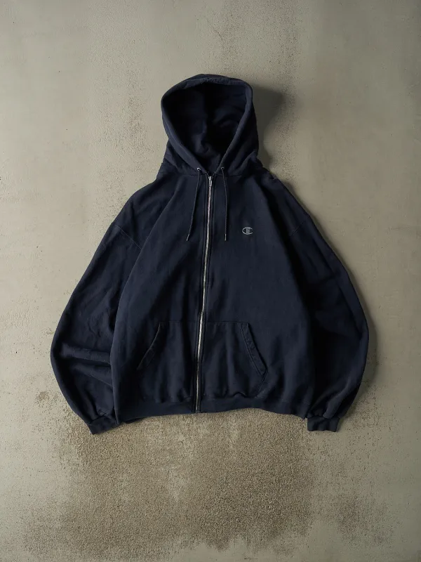 Vintage Y2K Navy Blue Champion Embroidered Zip Up Hoodie (XL/XXL) sold by Rebalance Vintage