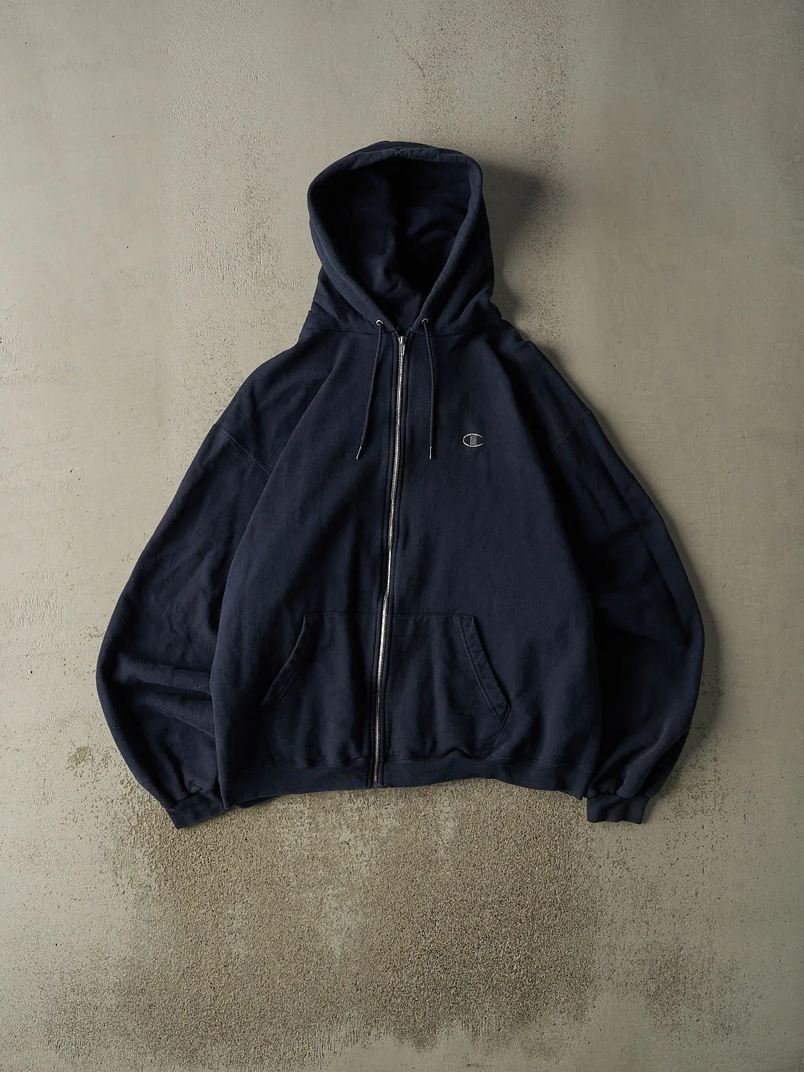 Vintage Y2K Navy Blue Champion Embroidered Zip Up Hoodie (XL/XXL) sold by Rebalance Vintage
