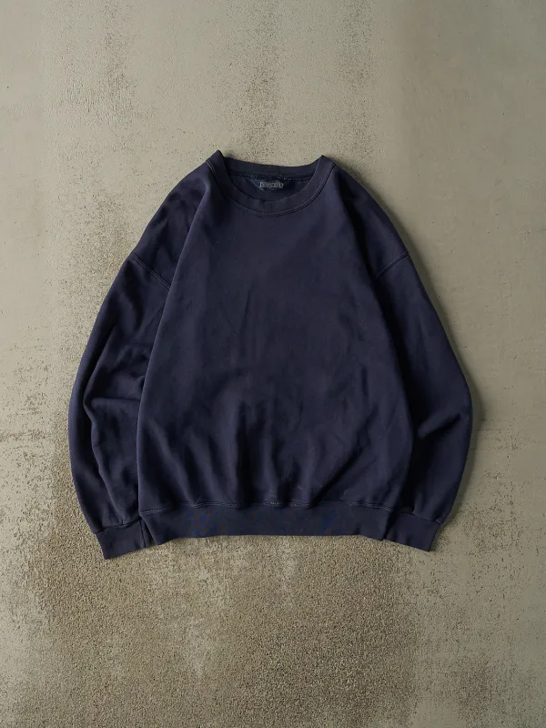Vintage 90s Navy Blue Blank Crewneck (L) sold by Rebalance Vintage