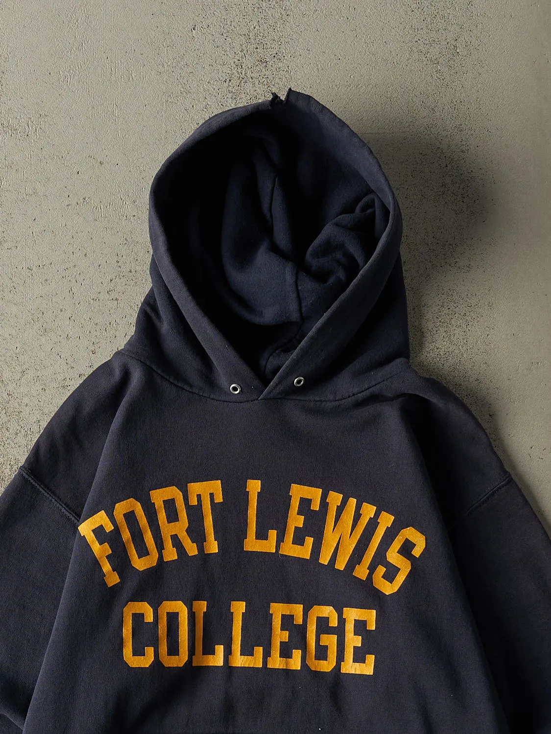 Vintage 90s Navy Blue Champion Fort Lewis College Hoodie (XS/S) sold by Rebalance Vintage product image thumbnail 2