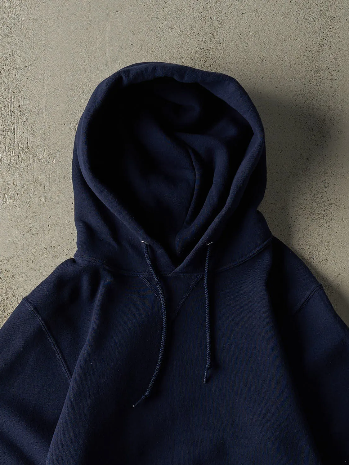 Vintage Y2K Navy Blue Russell Athletic Blank Hoodie (S) sold by Rebalance Vintage product image thumbnail 2