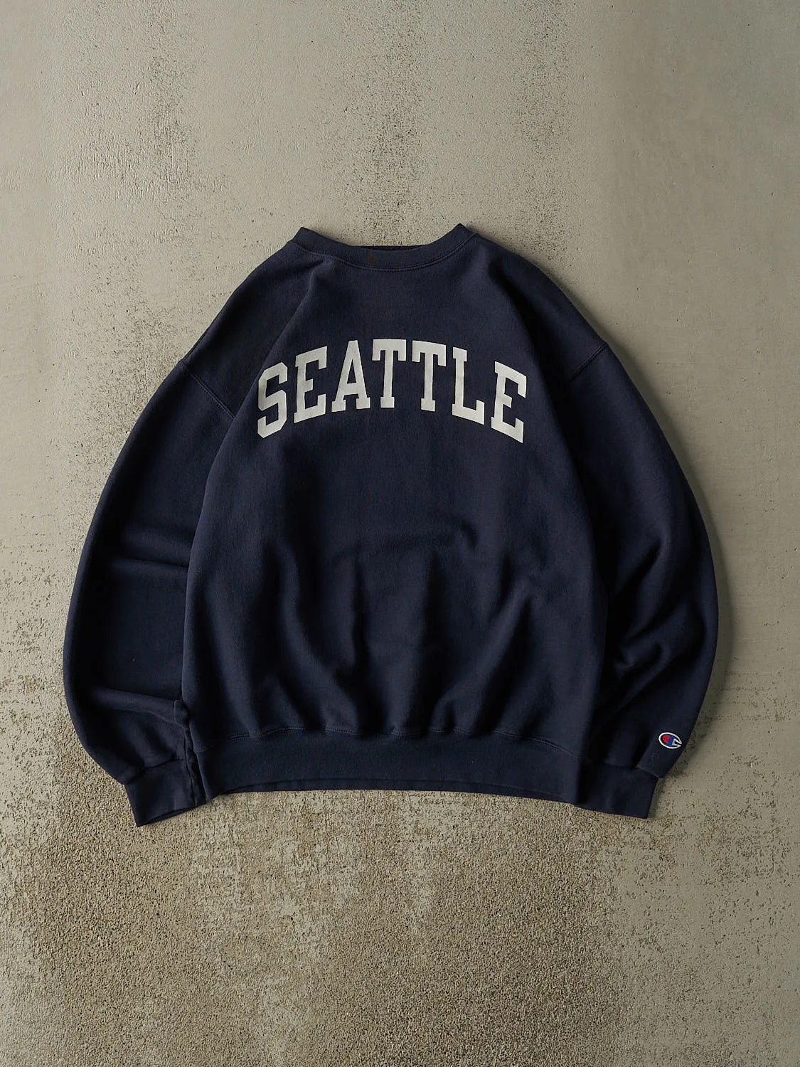 Vintage 90s Navy Blue Champion Seattle Crewneck (S/M) sold by Rebalance Vintage
