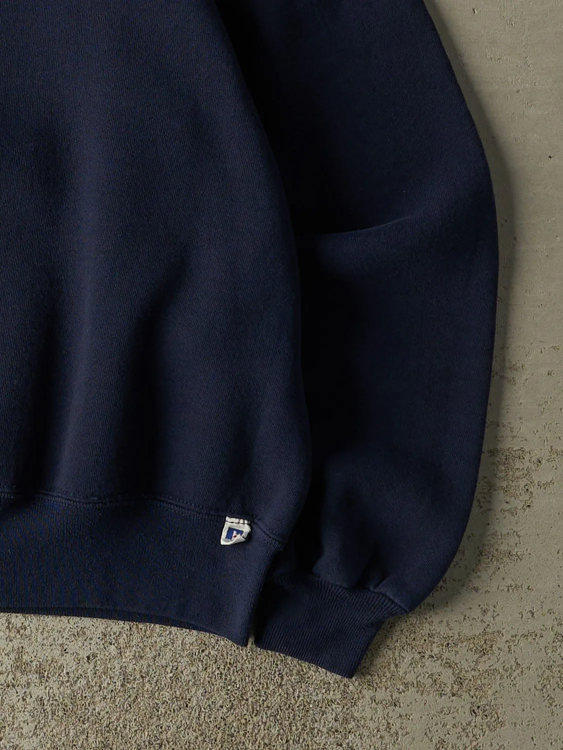 Vintage 90s Navy Blue Russell Athletic Blank Crewneck (M/L) sold by Rebalance Vintage product image thumbnail 4