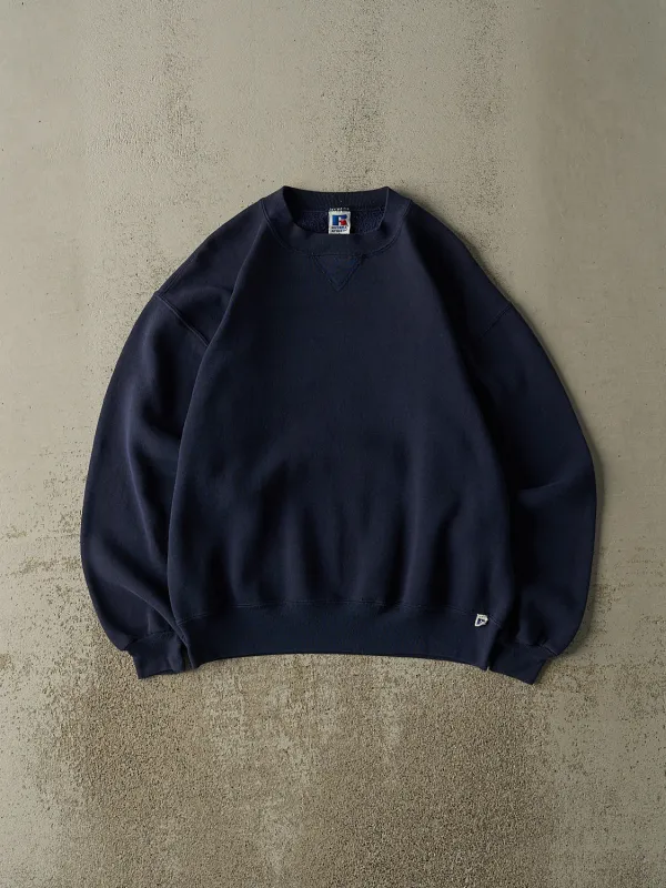 Vintage 90s Navy Blue Russell Athletic Blank Crewneck (M/L) sold by Rebalance Vintage