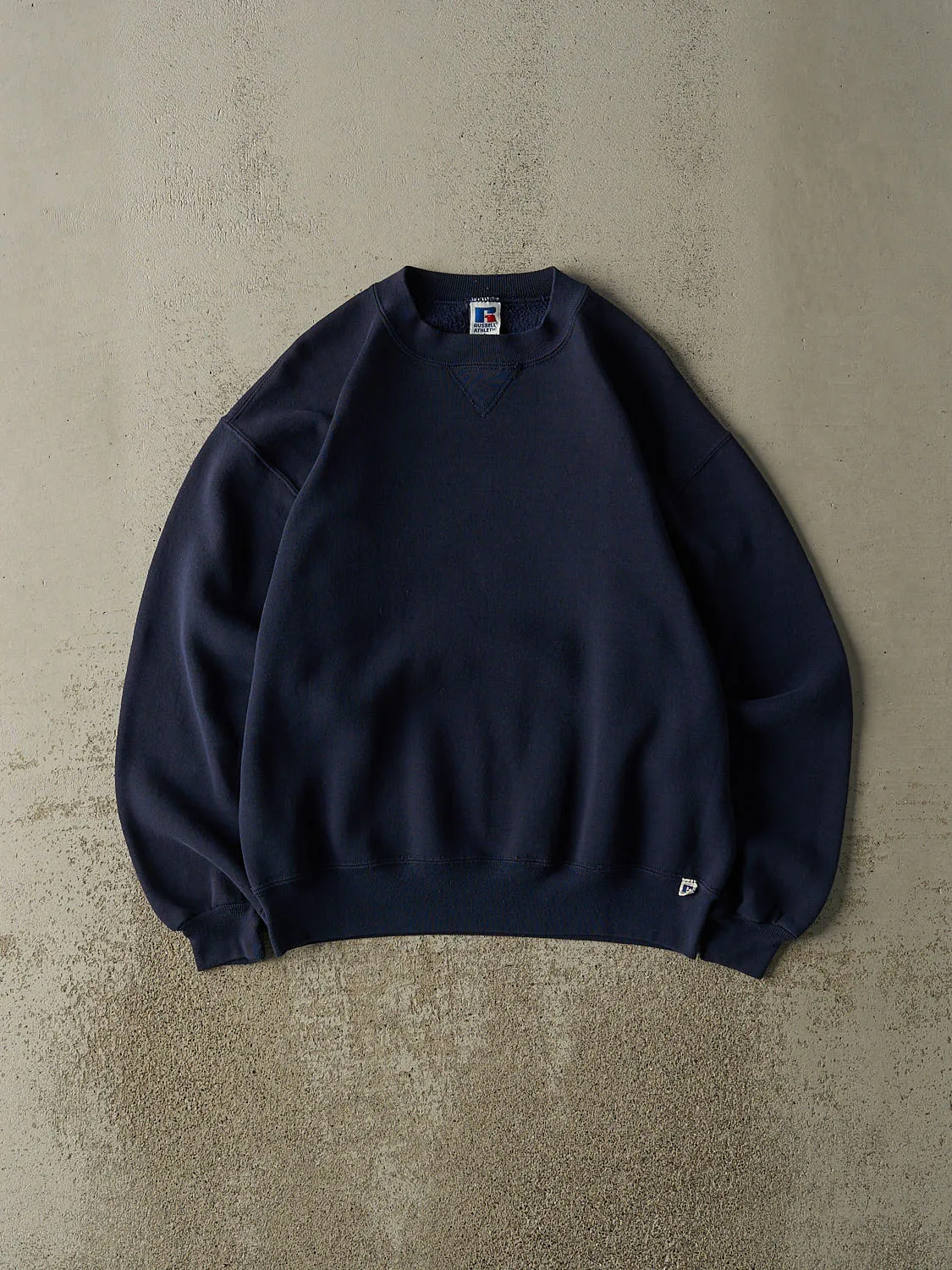 Vintage 90s Navy Blue Russell Athletic Blank Crewneck (M/L) sold by Rebalance Vintage