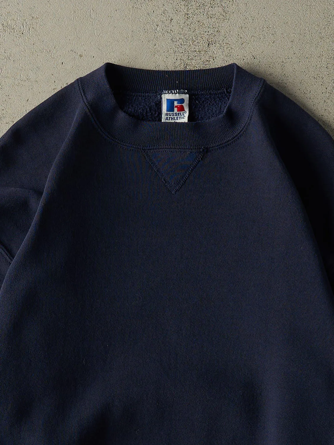 Vintage 90s Navy Blue Russell Athletic Blank Crewneck (M/L) sold by Rebalance Vintage product image thumbnail 2