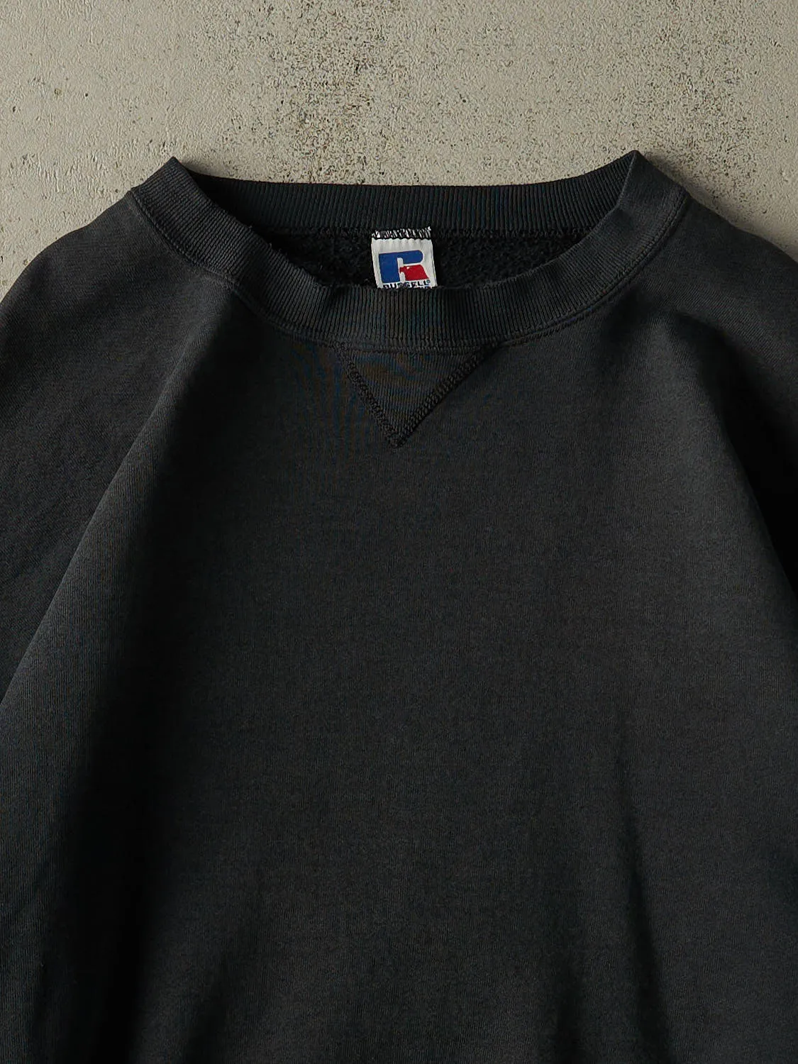 Vintage 90s Faded Black Russell Athletic Blank Crewneck (XL/XXL) sold by Rebalance Vintage product image thumbnail 2
