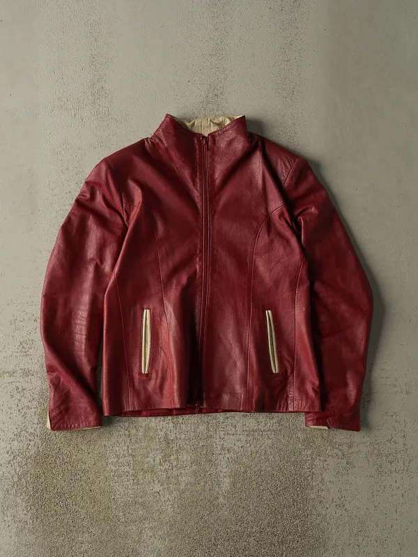 Vintage 90s Burgundy Leather Jacket (S) sold by Rebalance Vintage
