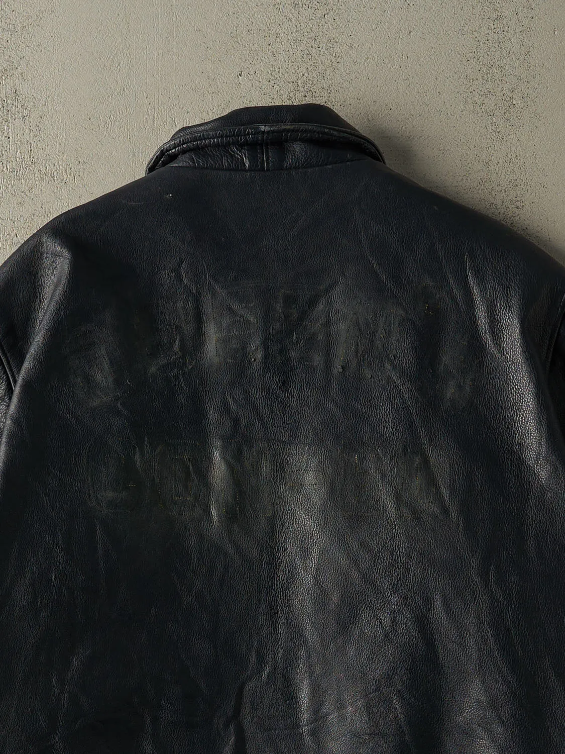 Vintage 90s Navy Blue Leather Jacket (L/XL) sold by Rebalance Vintage product image thumbnail 4