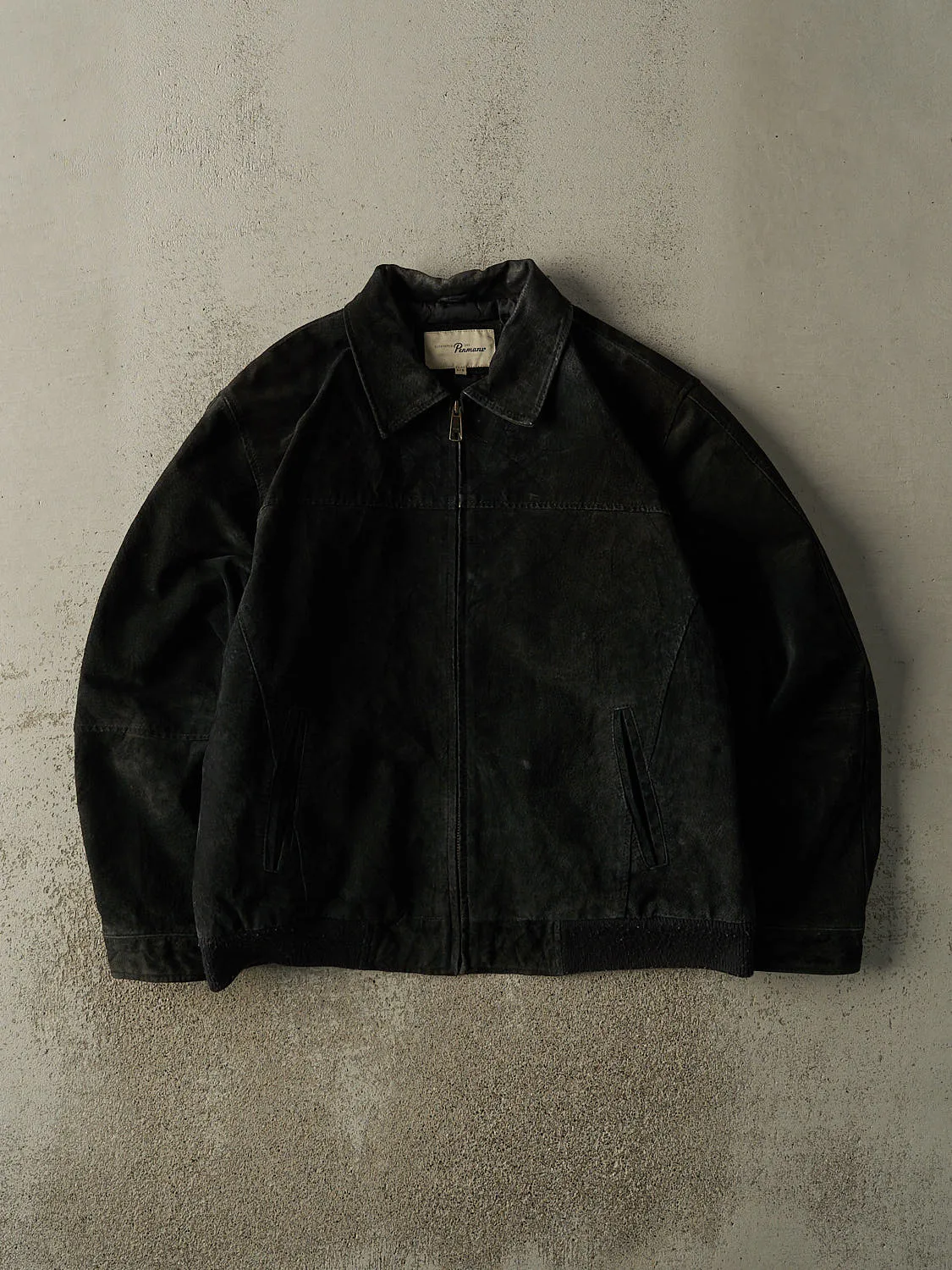 Vintage 90s Black Suede Bomber Jacket (L/XL) sold by Rebalance Vintage