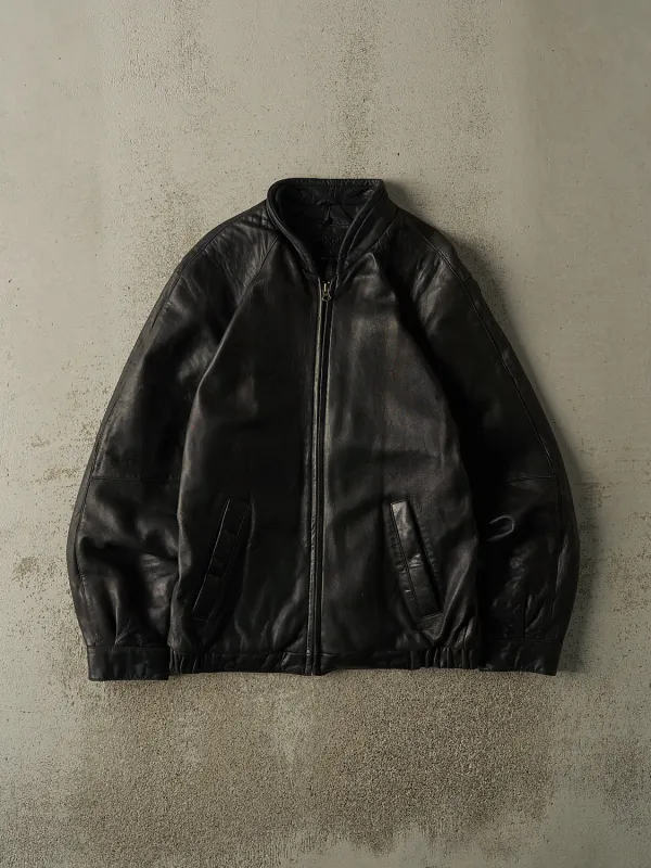 Vintage Y2K Black Soft Leather Bomber Jacket (M) sold by Rebalance Vintage