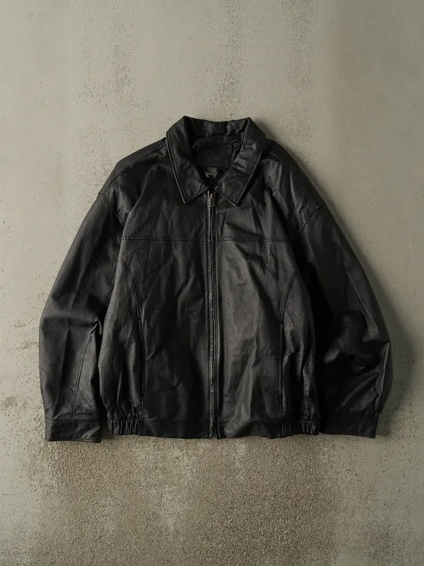 Vintage 90s Black Leather Jacket (L/XL) sold by Rebalance Vintage