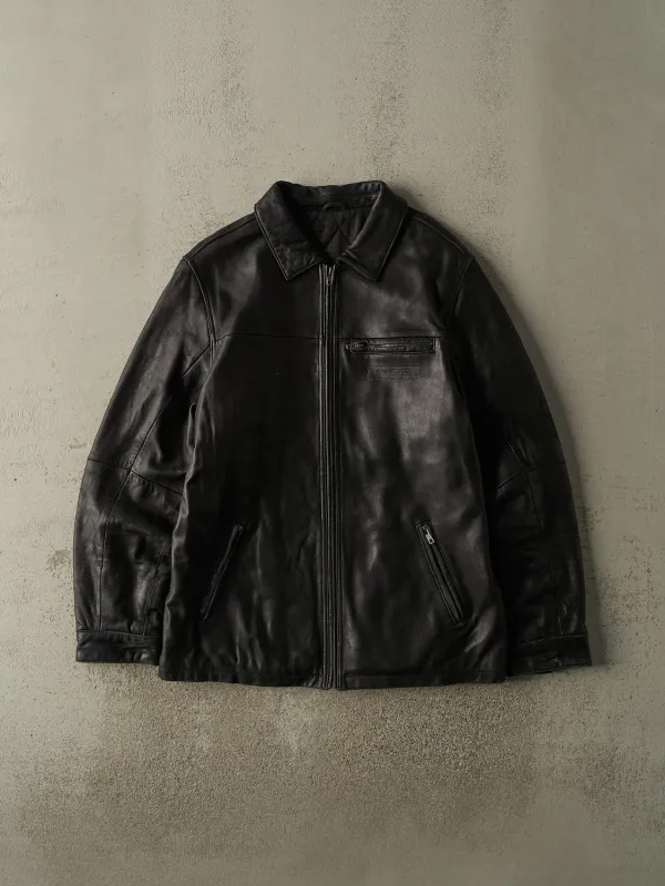 Vintage 90s Black Embossed Soft Leather Jacket (XL) sold by Rebalance Vintage