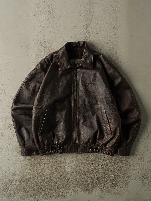 Vintage 90s Brown Embroidered Leather Jacket (L/XL) sold by Rebalance Vintage